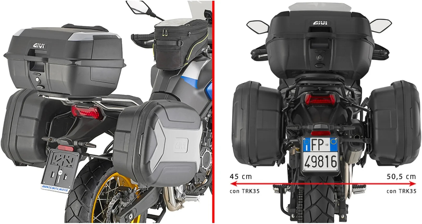 Monokey Canyon Black Side Bags - 70 Lt Canyon Nylon - Givi Compatible With Voge Valico 525 Dsx (2024)