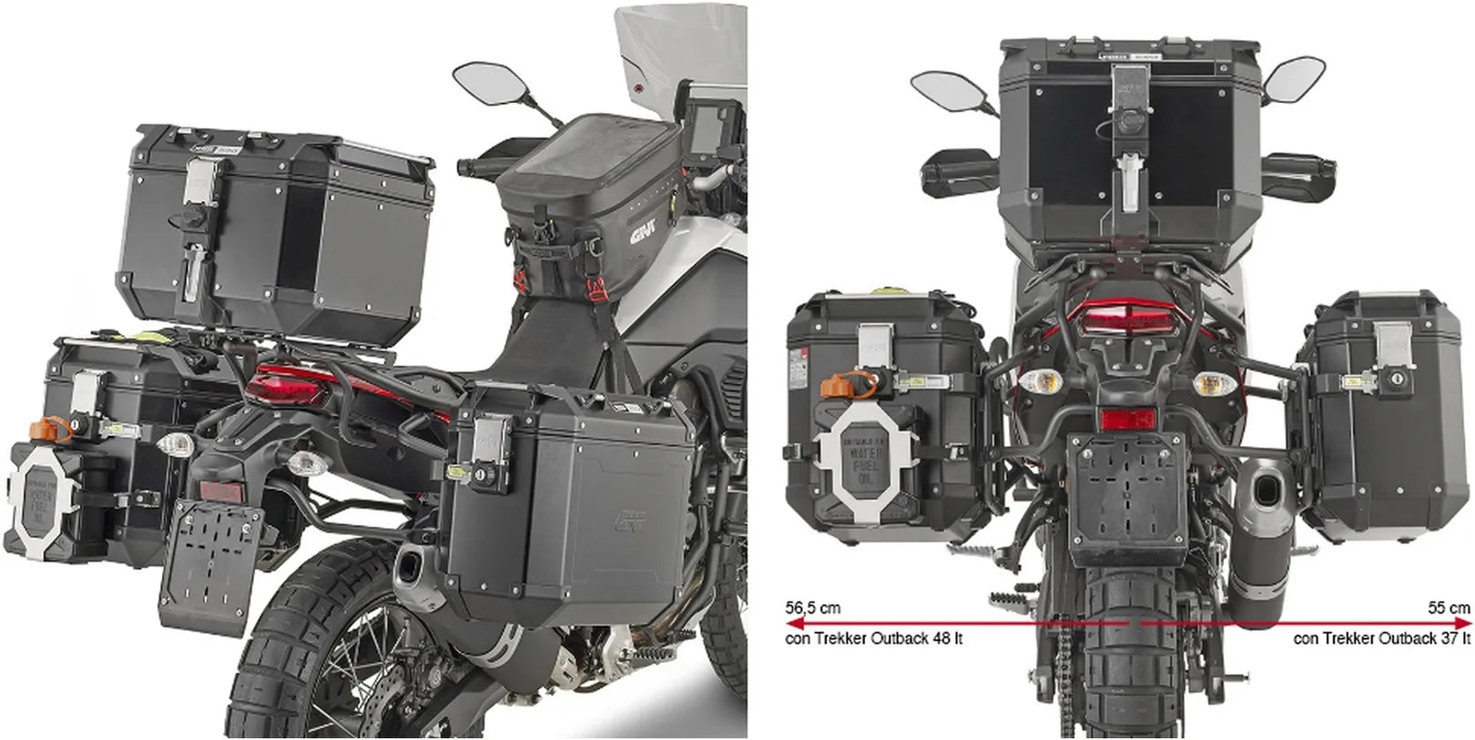 Monokey Cam-Side Trekker Outback Evo Smart Anodized Aluminium Side Cases + Locks - 77 Lt Trekker Outback Evo Smart Anodized Aluminium - Givi Compatible With Yamaha Ténéré 700 World Raid (2022-2024)