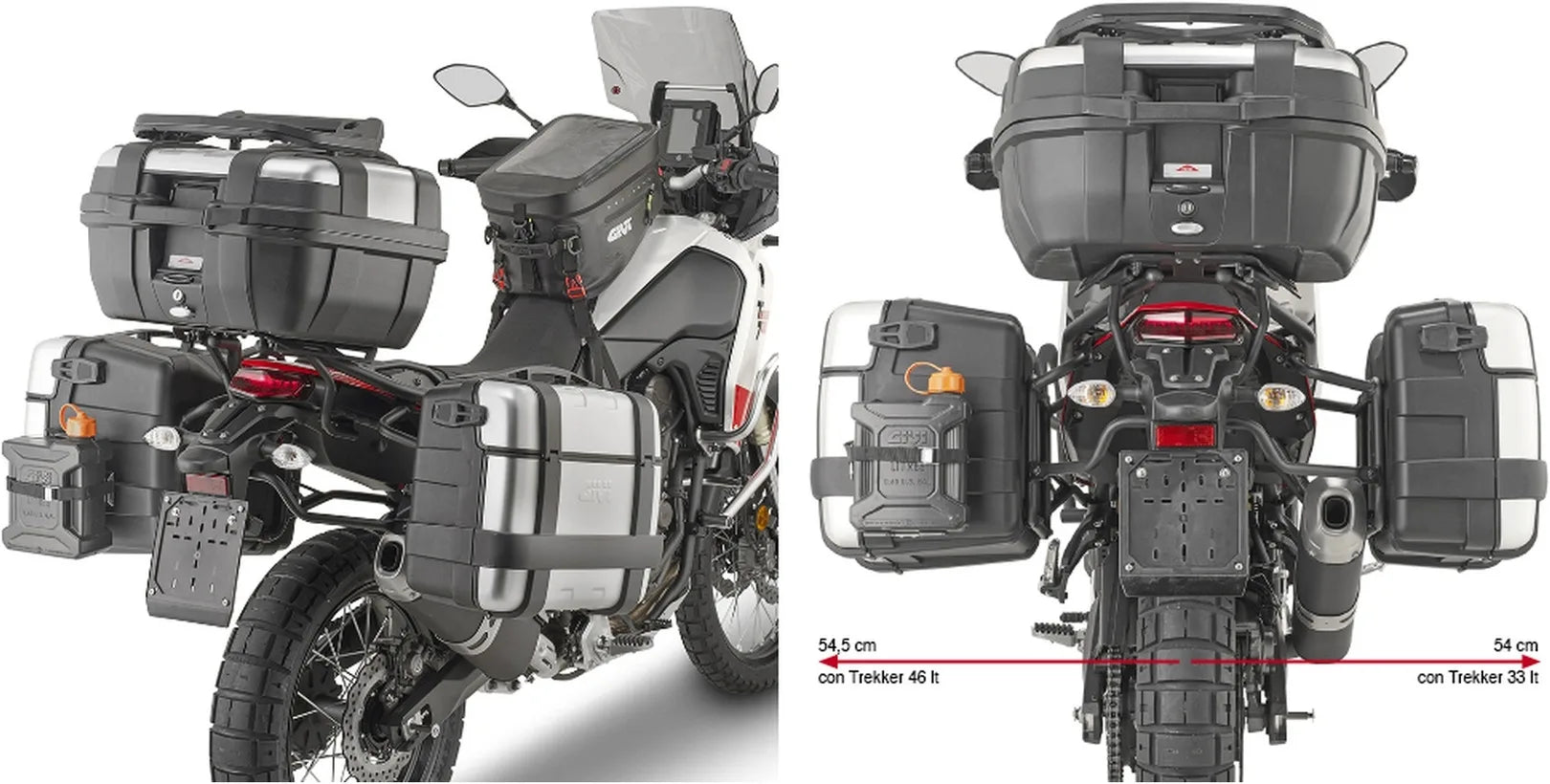 Monokey Black Side Cases - 44 Lt Technopolymer - Givi Compatible With Yamaha Ténéré 700 World Raid (2022-2024)