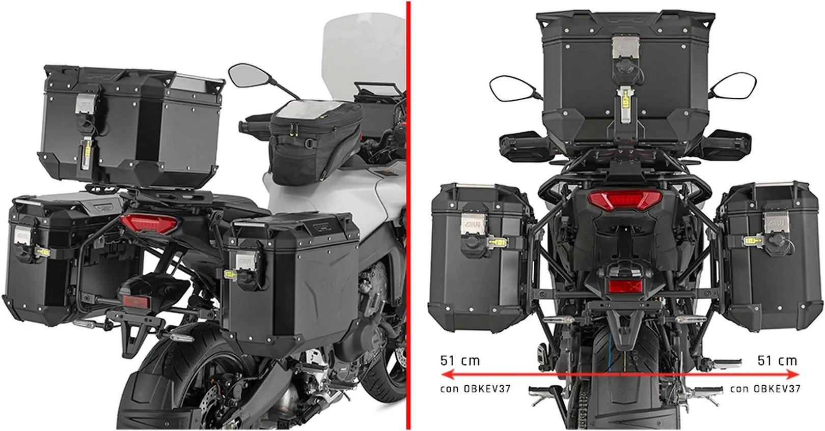 Monokey Cam-Side Trekker Outback Evo Smart Anodized Aluminium Side Cases + Locks - 77 Lt Trekker Outback Evo Smart Anodized Aluminium - Givi Compatible With Yamaha Tracer 9 - Gt - Gt+ (2025)