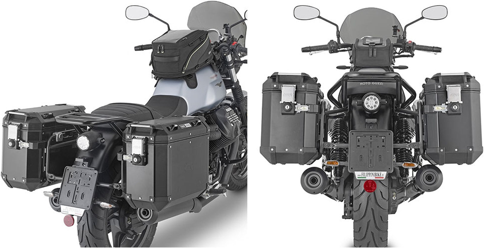 Monokey Cam-Side Trekker Outback Evo Smart Anodized Aluminium Side Cases + Locks - 74 Lt Trekker Outback Evo Smart Anodized Aluminium - Givi Compatible With Moto Guzzi V7 850 Stone (2021-2024)
