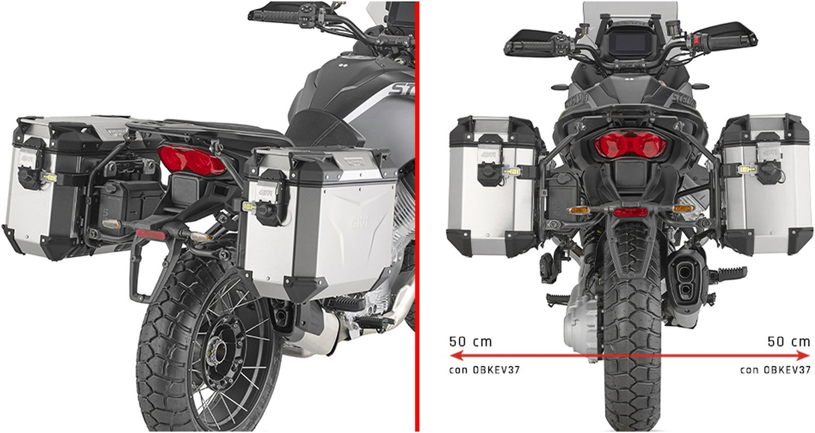 Monokey Cam-Side Trekker Outback Evo Smart Black Aluminium Side Cases + Locks - 70 Lt Trekker Outback Evo Smart Aluminium - Givi Compatible With Moto Guzzi Stelvio 1000 (2024)