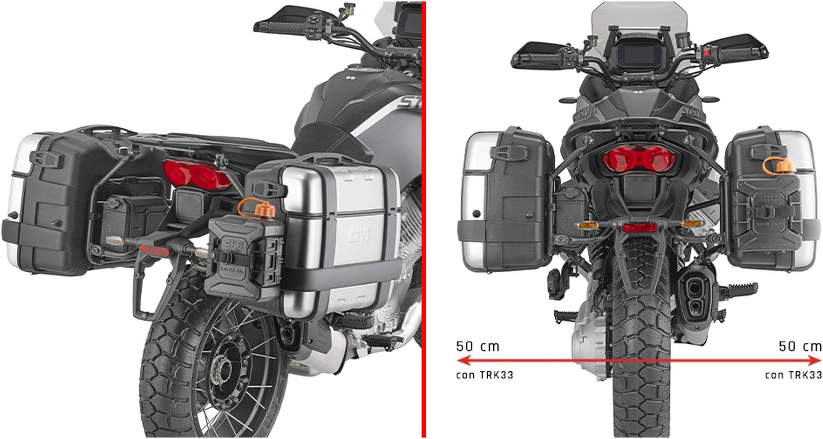 Monokey Trekker Black Side Cases - 92 Lt Trekker Aluminium - Givi Compatible With Moto Guzzi Stelvio 1000 (2024)