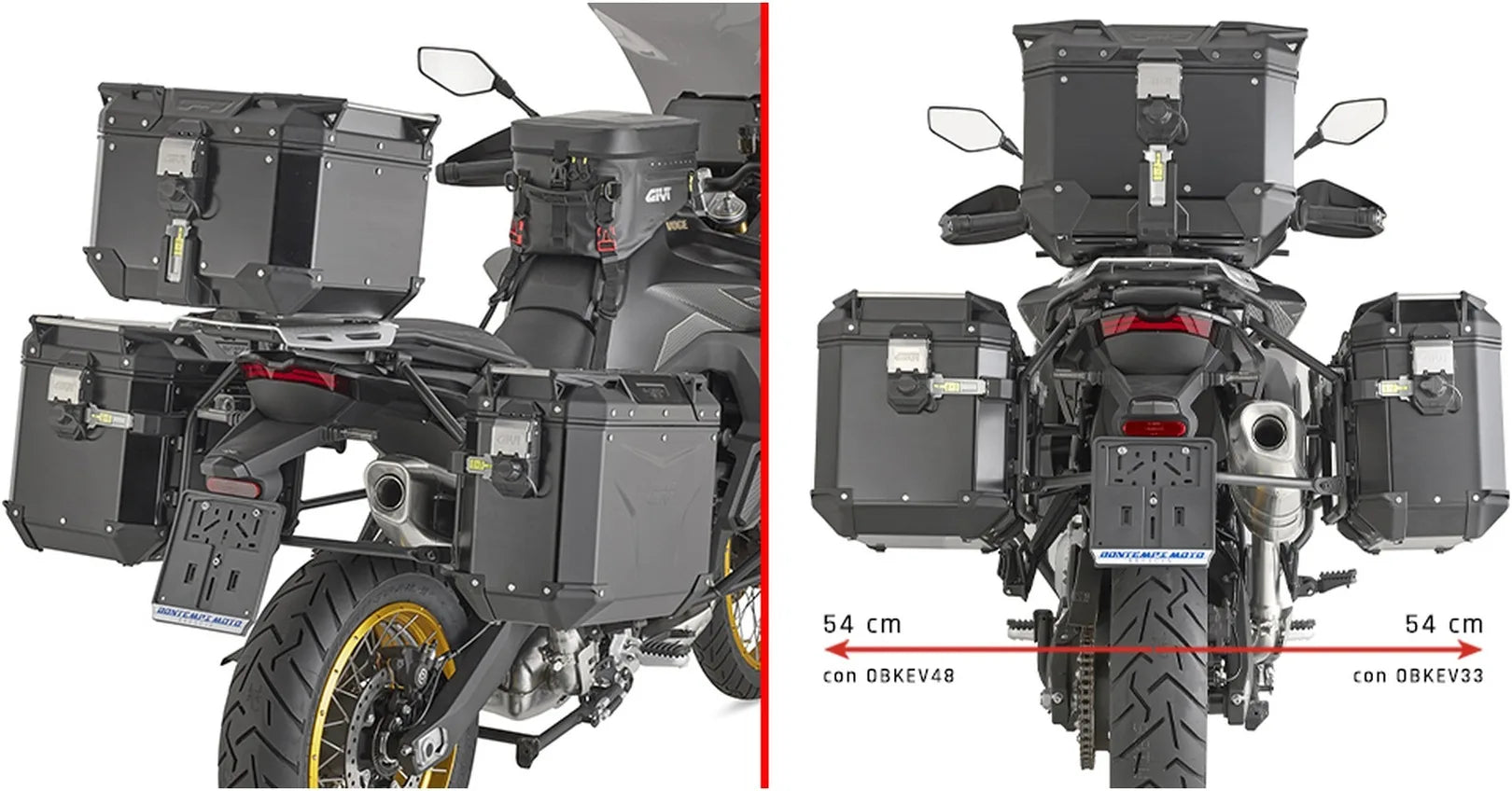Monokey Cam-Side Trekker Outback Evo Smart Aluminium Side Cases + Locks - 77 Lt Trekker Outback Evo Smart Aluminium - Givi Compatible With Voge Valico 900 Dsx (2024)