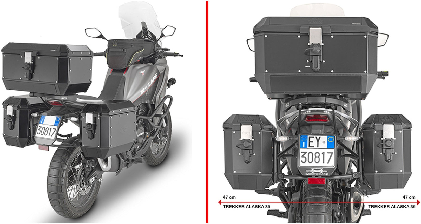 Monokey Black Side Bags - 50 Lt Technopolymer - Givi Compatible With Moto Morini X-Cape 649 (2021-2024)