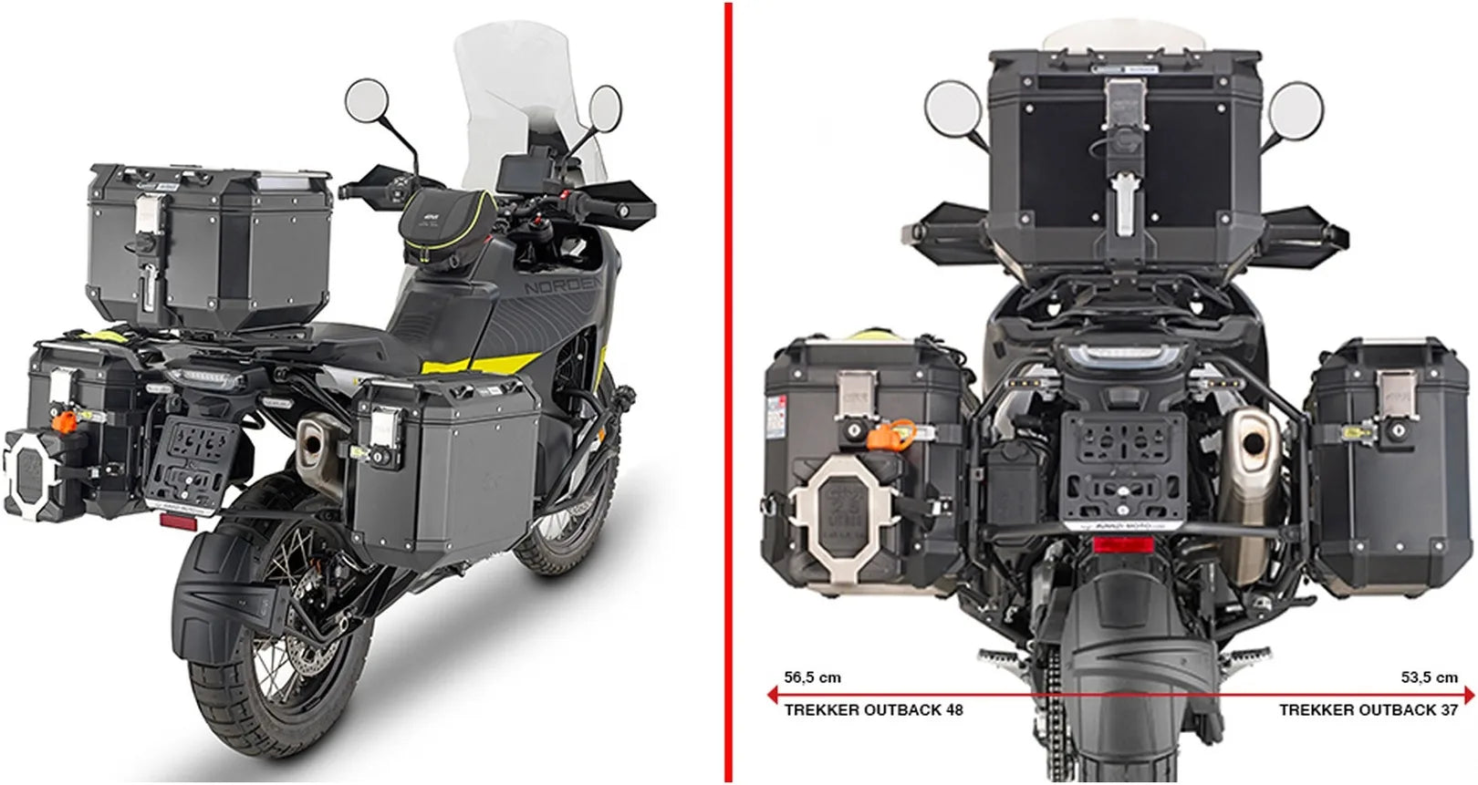 Monokey Cam-Side Trekker Outback Evo Smart Black Aluminium Side Cases + Locks - 88 Lt Trekker Outback Evo Smart Aluminium - Givi Compatible With Husqvarna Norden 901 (2022-2024)