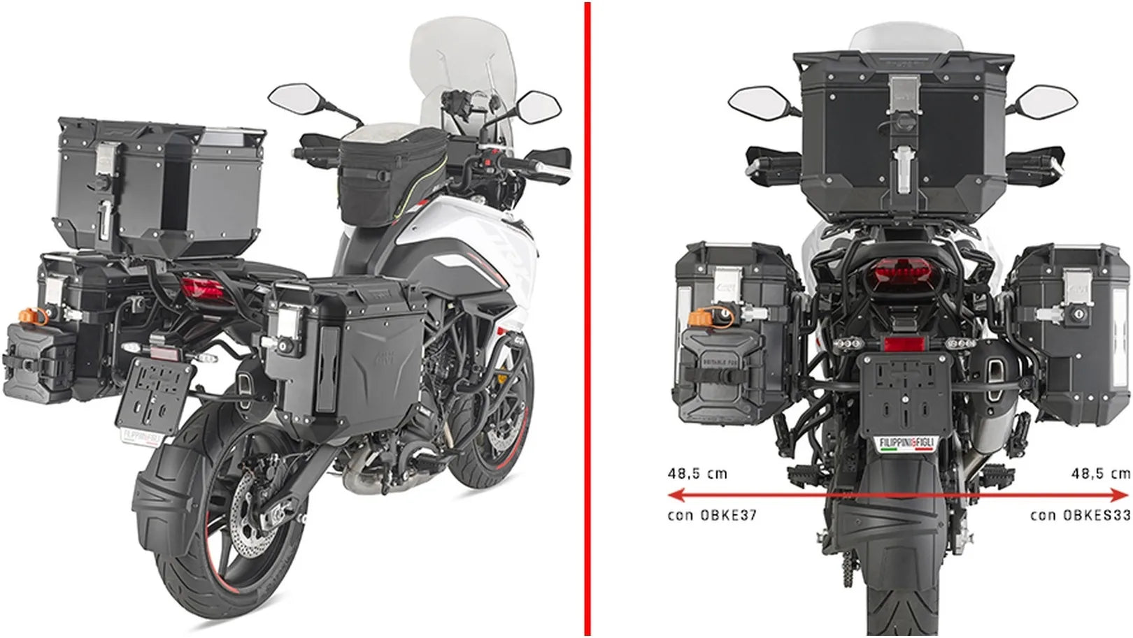 Trekker Outback Evo Smart Anodized Aluminium Top Case + Side Cases R Recessed - 142 Lt Trekker Outback Evo Smart Anodized Aluminium - Givi Compatible With Benelli Trk 702 (2023-2024)