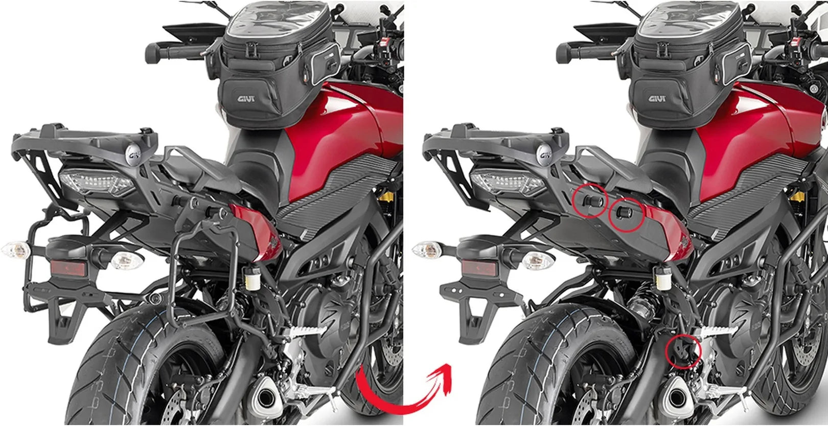 Monokey Black Side Cases - 44 Lt Technopolymer - Givi Compatible With Yamaha Mt-09 Tracer (2015-2017)