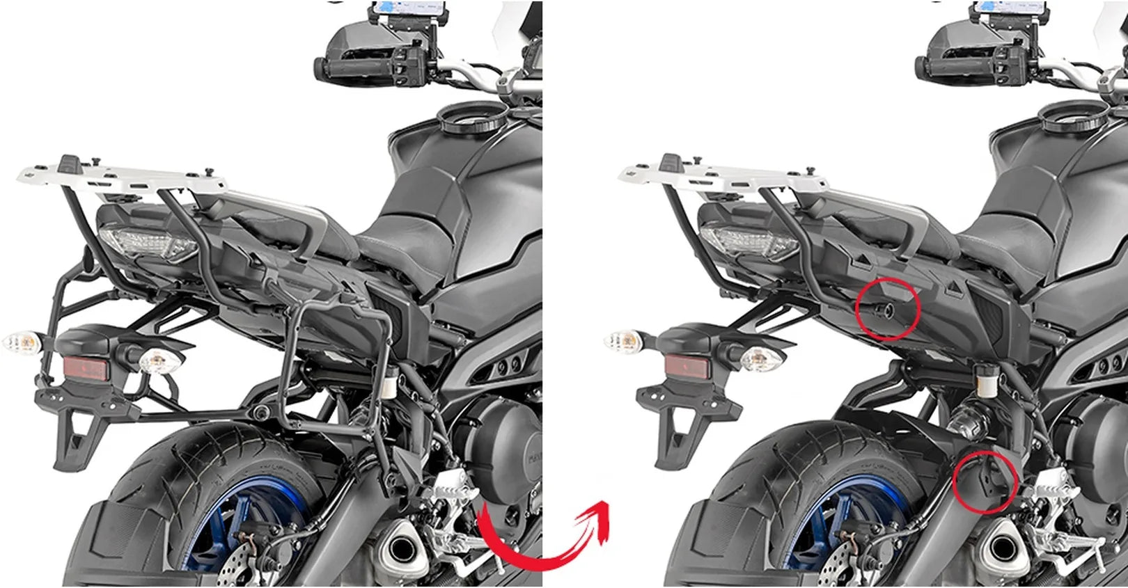 Vision Black Tech Top Case + Side Cases - 78 Lt Vision Technopolymer - Givi Compatible With Yamaha Tracer 900 - Gt (2018-2020)