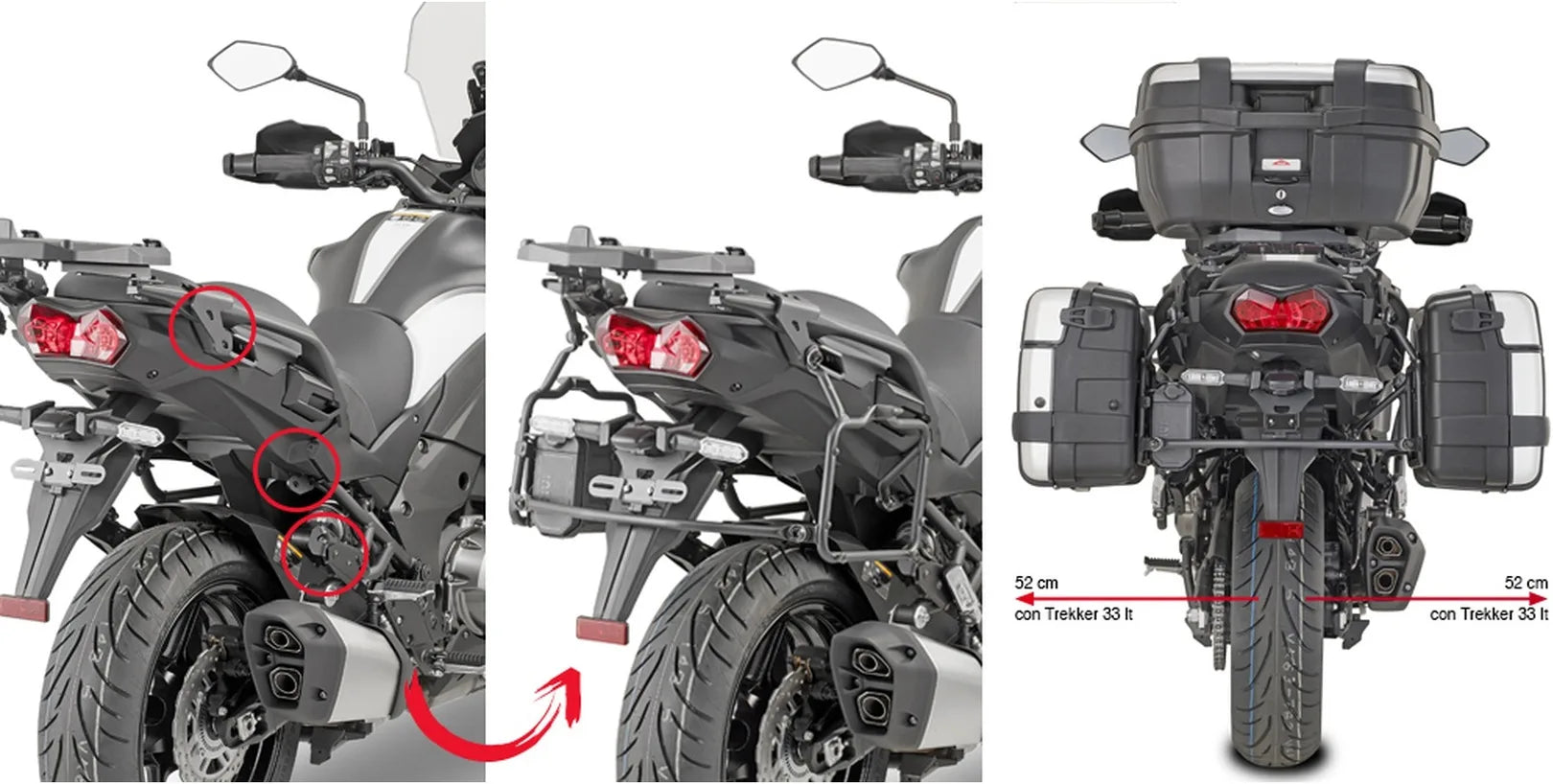 Monokey Trekker Dolomiti Black Aluminium Side Cases - 60 Lt Trekker Dolomiti Aluminium - Givi Compatible With Kawasaki Versys 1000 - Se (2019-2024)