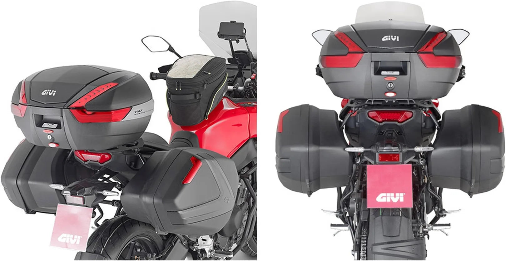 Monokey Side Black Tech Side Cases - 70 Lt Technopolymer - Givi Compatible With Yamaha Tracer 9 - Gt - Gt+ (2021-2024)