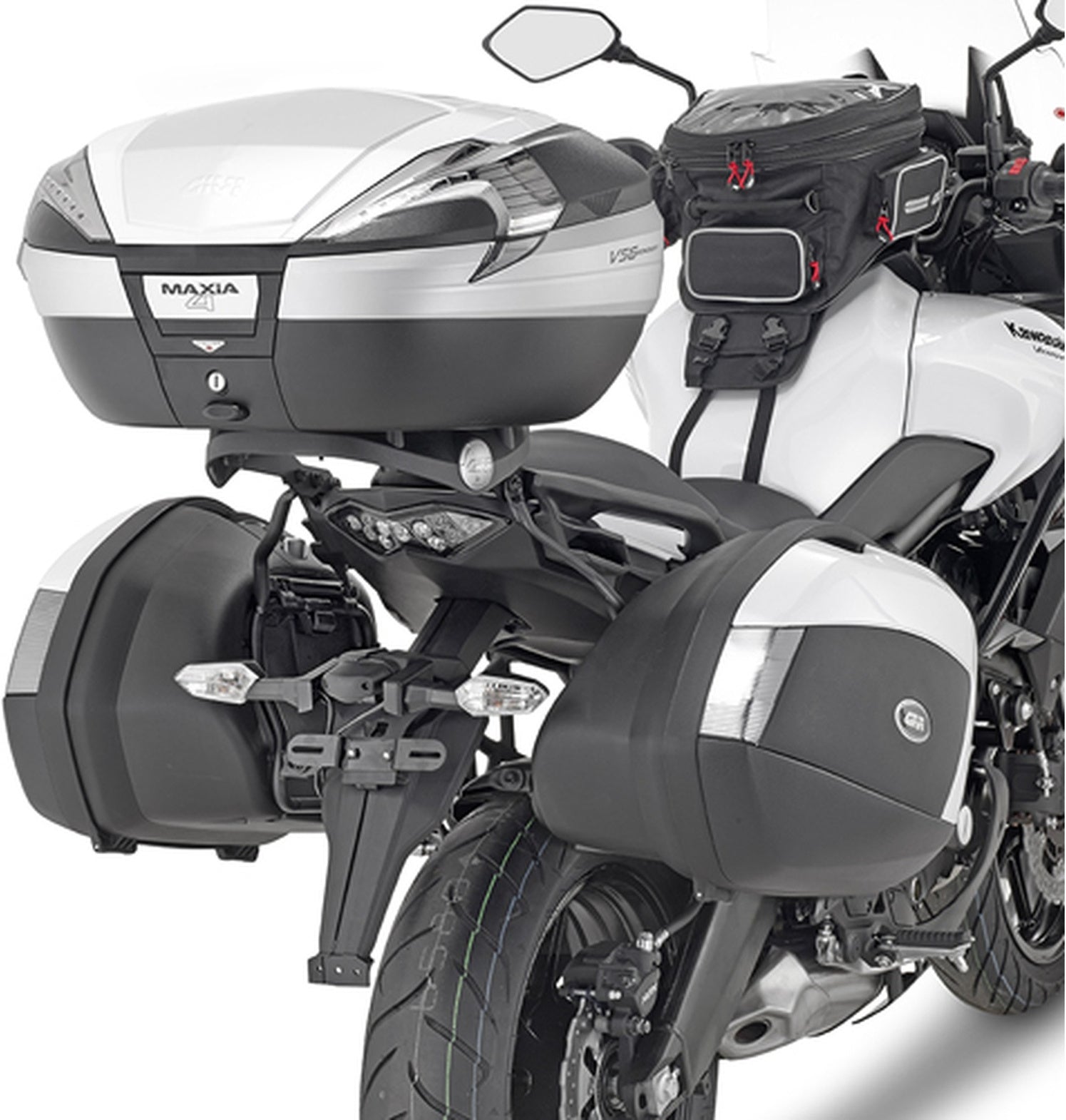 Black Tech Top Case + Side Cases - 110 Lt Technopolymer - Givi Compatible With Kawasaki Versys 650 (2022-2024)
