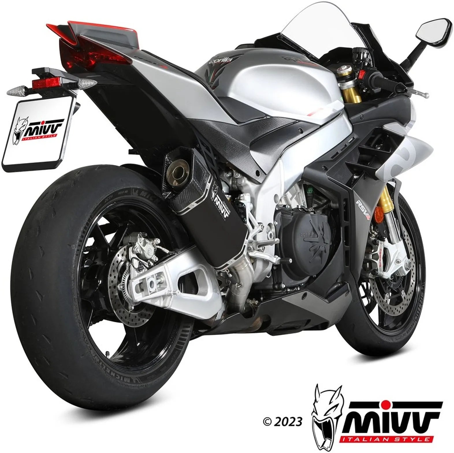 Uncatalysed Exhaust System Without Sound Certification Sr-1 Titanium Black - Mivv Compatible With Aprilia Tuono V4 1100 (2021-2024)