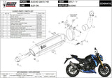 Exhaust Tip With Noise Certification Suono Stainless Steel Carbon - Mivv Compatible With Suzuki Gsx-S 750 (2017-2020)
