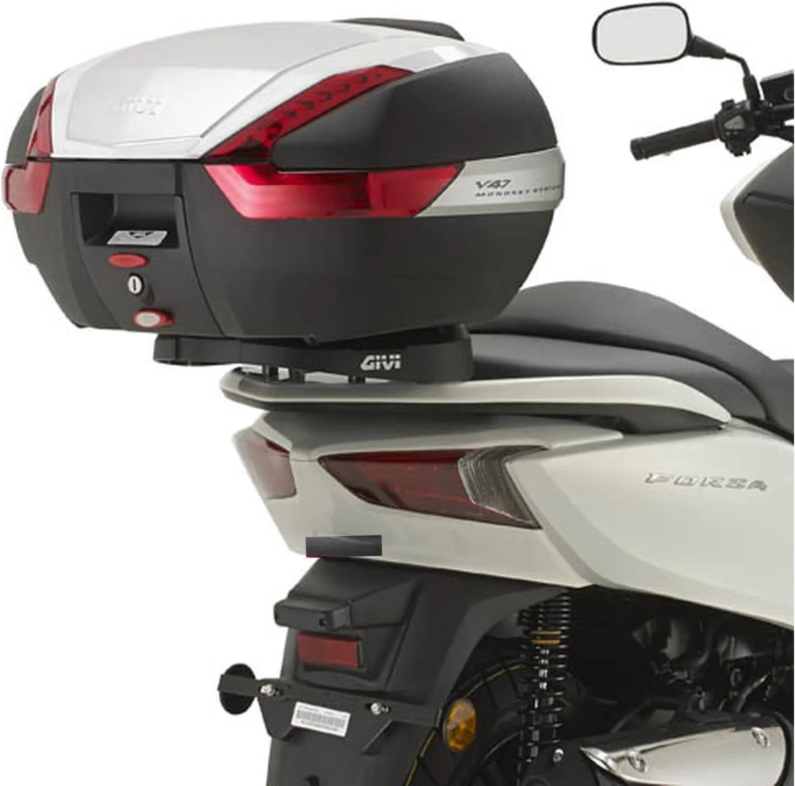 Monokey Trekker Black Aluminium Top Case - 46 Lt Trekker Aluminium - Givi Compatible With Honda Forza 300 Abs (2013-2017)