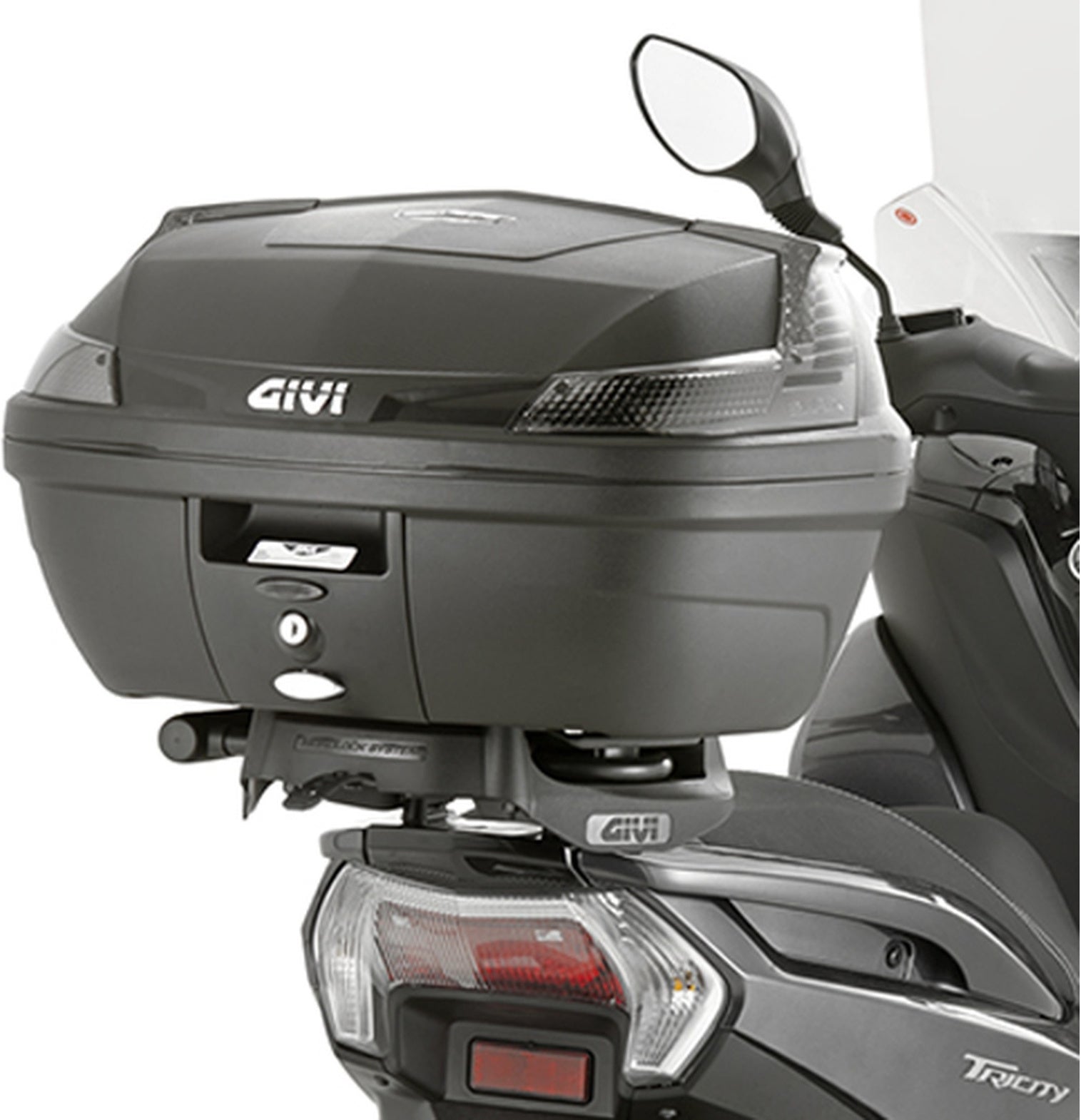 Monolock Blade Black Tech Top Case - 47 Lt Blade Technopolymer - Givi Compatible With Mbk Tryptik 125 (2014-2017)