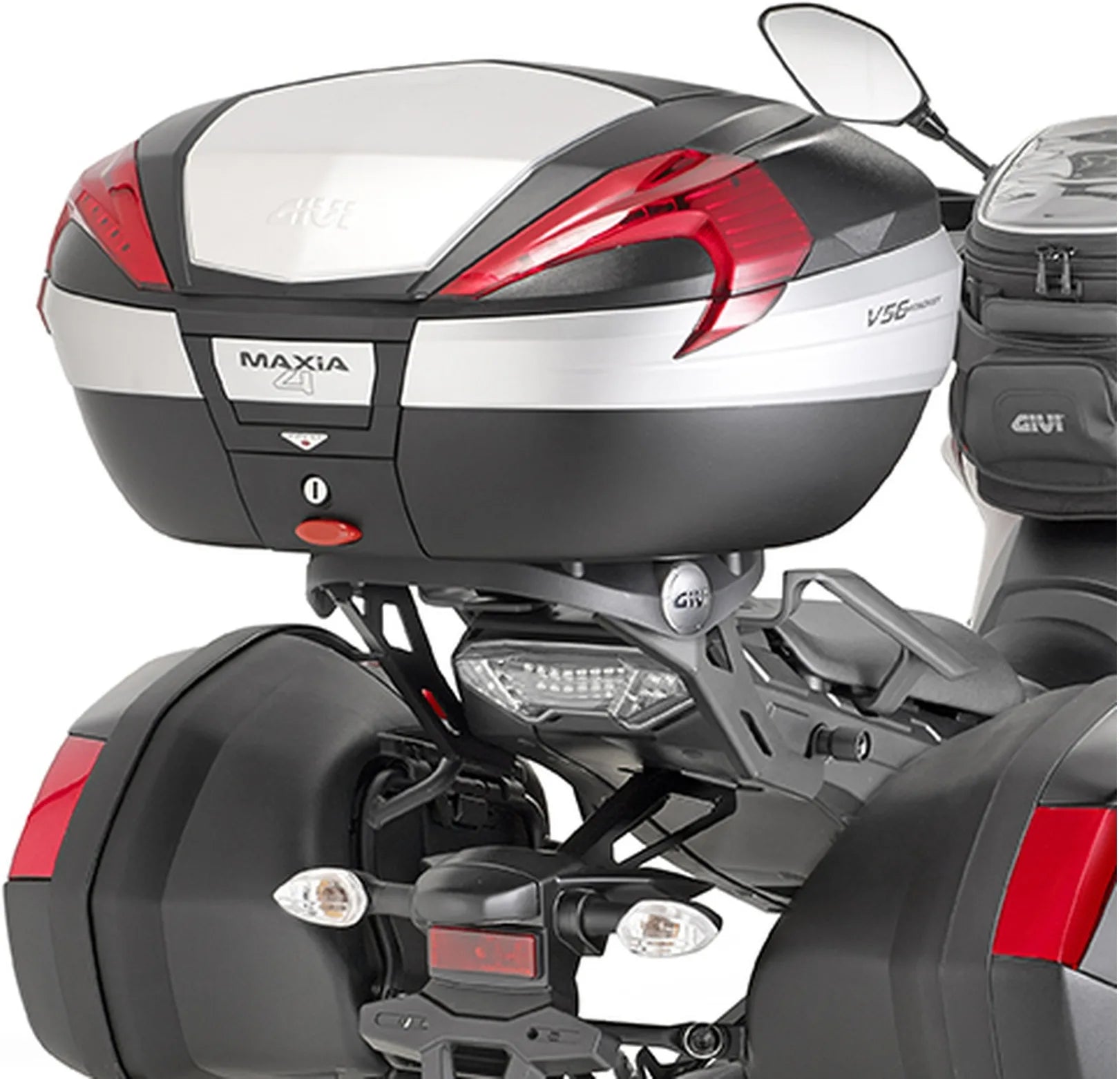 Monokey Silver Tech Top Case - 47 Lt Technopolymer - Givi Compatible With Yamaha Mt-09 Tracer (2015-2017)