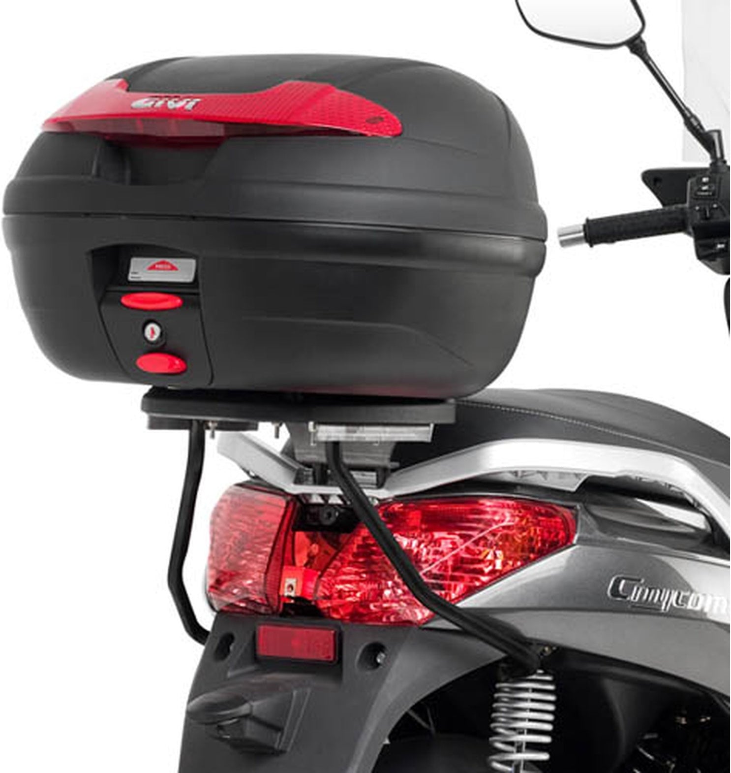 Monolock Vision Black Top Case - 34 Lt Vision Technopolymer - Givi Compatible With Sym Citycom 300 (2008-2019)