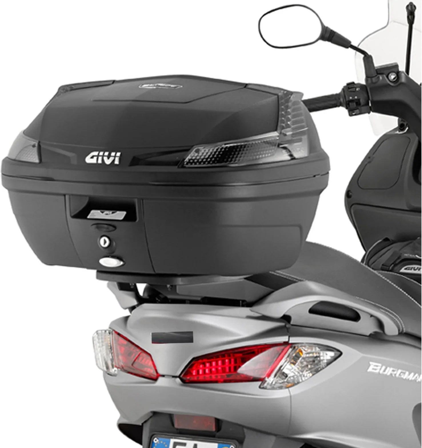 Monolock Alpina Black Aluminium Top Case - 44 Lt Alpina Aluminium - Givi Compatible With Suzuki Uh 125 - 200 Burgman Abs (2014-2021)