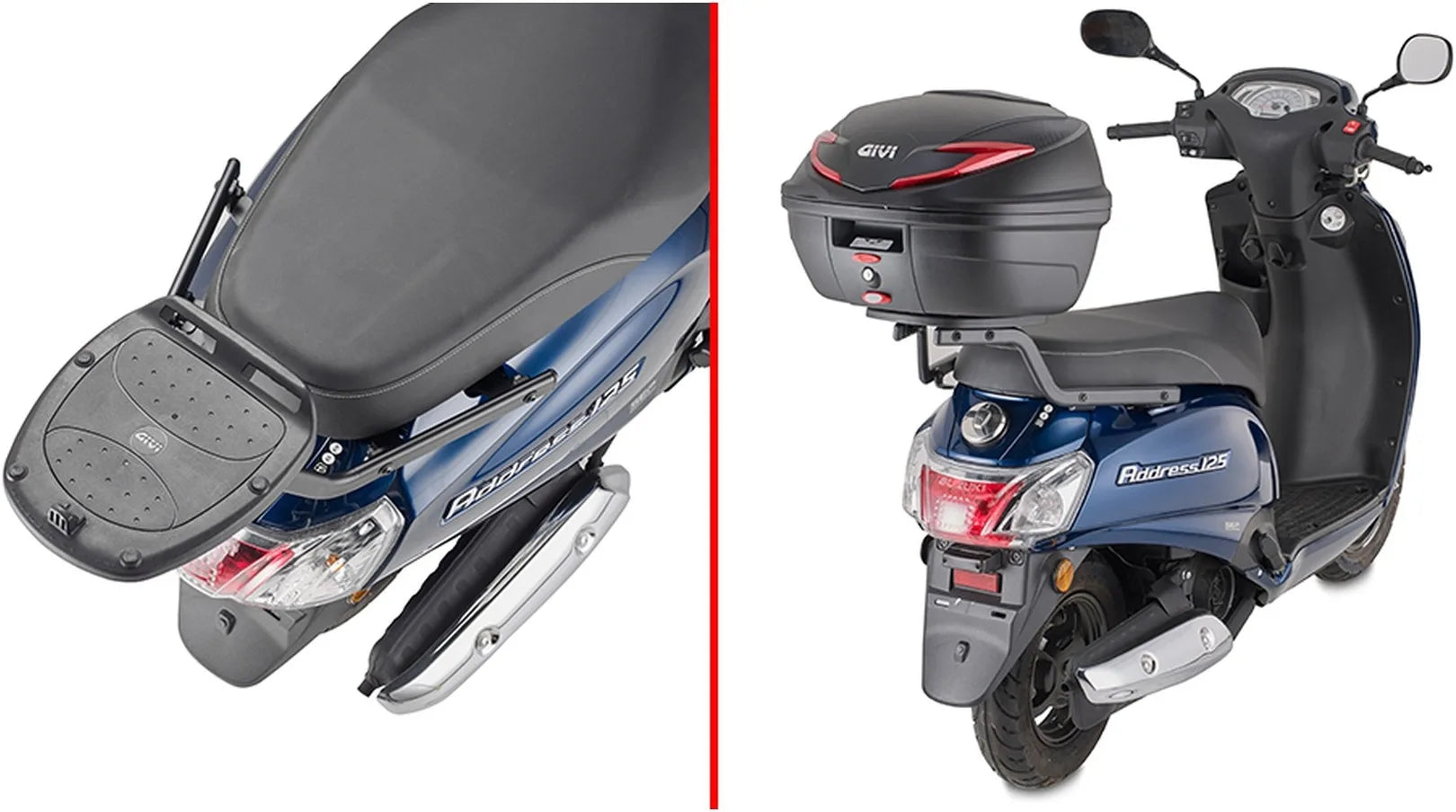 Monolock Alpina Black Aluminium Top Case - 44 Lt Alpina Aluminium - Givi Compatible With Suzuki Address 125 (2023-2024)