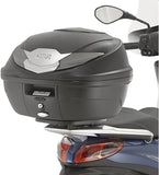 Monolock Riviera Black Top Case - 46 Lt Riviera Technopolymer - Givi Compatible With Piaggio Medley 125 - 150 (2016-2019)