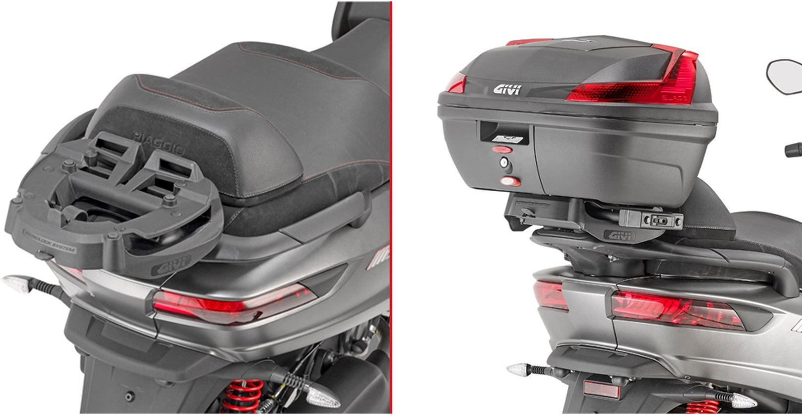 Monokey Trekker Dolomiti Black Aluminium Top Case - 46 Lt Trekker Dolomiti Aluminium - Givi Compatible With Piaggio Mp3 350 - 400 - 500 Sport (2018-2021)