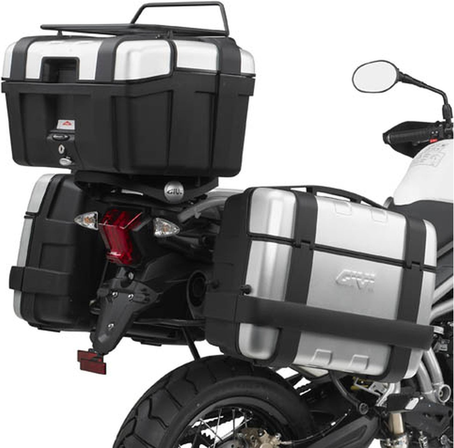 Monokey Trekker Outback Evo Smart Anodized Aluminium Top Case - 42 Lt Trekker Outback Evo Smart Anodized Aluminium - Givi Compatible With Triumph Tiger 800 Xc - Xr (2018-2019)