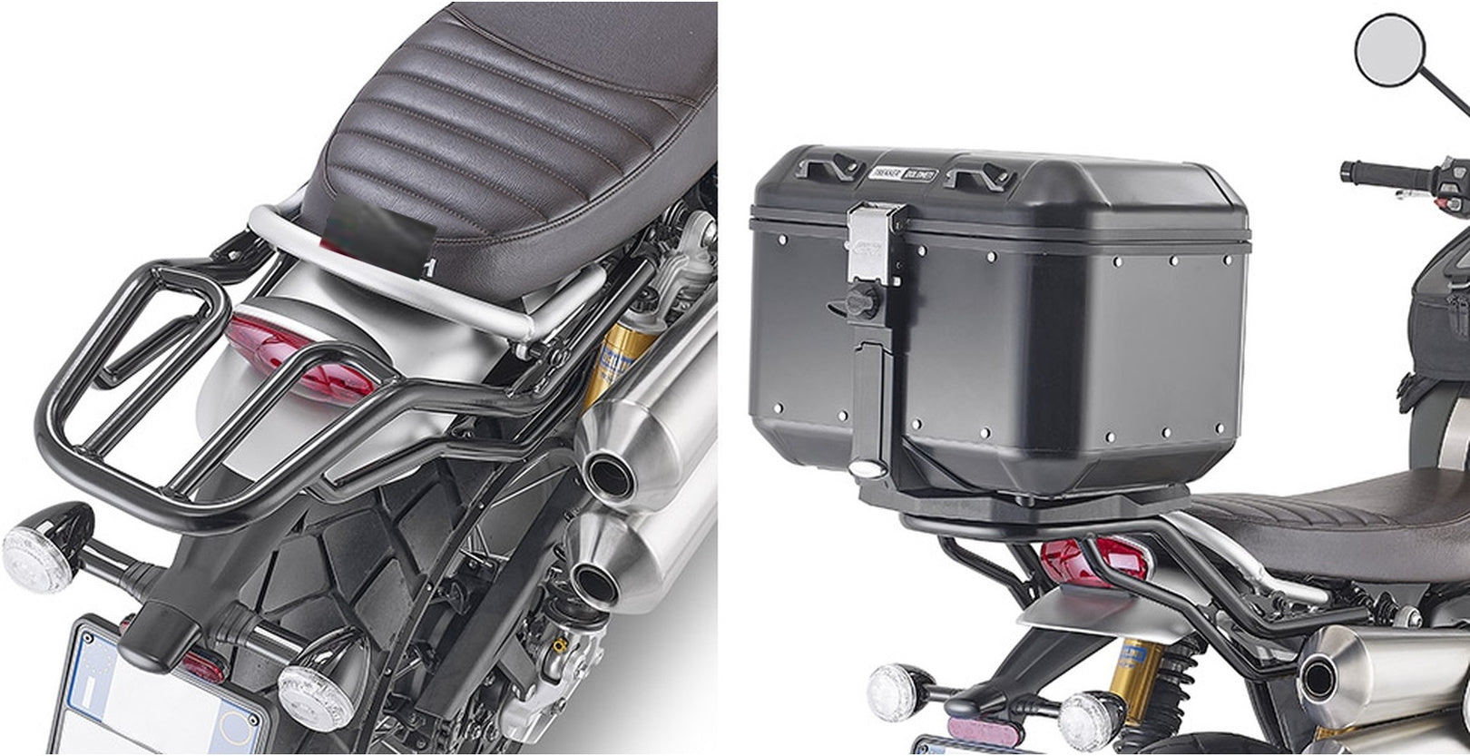 Monokey Trekker Outback Evo Smart Anodized Aluminium Top Case - 58 Lt Trekker Outback Evo Smart Anodized Aluminium - Givi Compatible With Triumph Scrambler 1200 (2019-2024)
