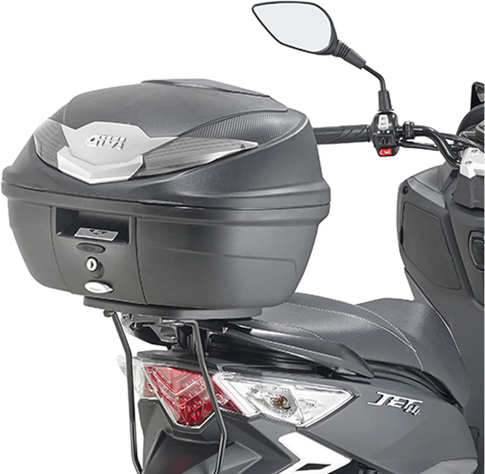 Monolock Simply Iv Black Top Case - 45 Lt Simply Iv Technopolymer - Givi Compatible With Sym Jet 14 125 - 200 (2017-2020)