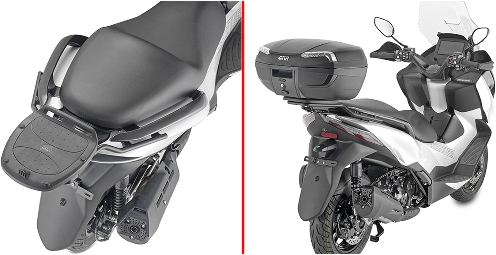 Monolock Riviera Triple Black Top Case - 46 Lt Riviera Technopolymer - Givi Compatible With Zontes 350 E (2023-2024)