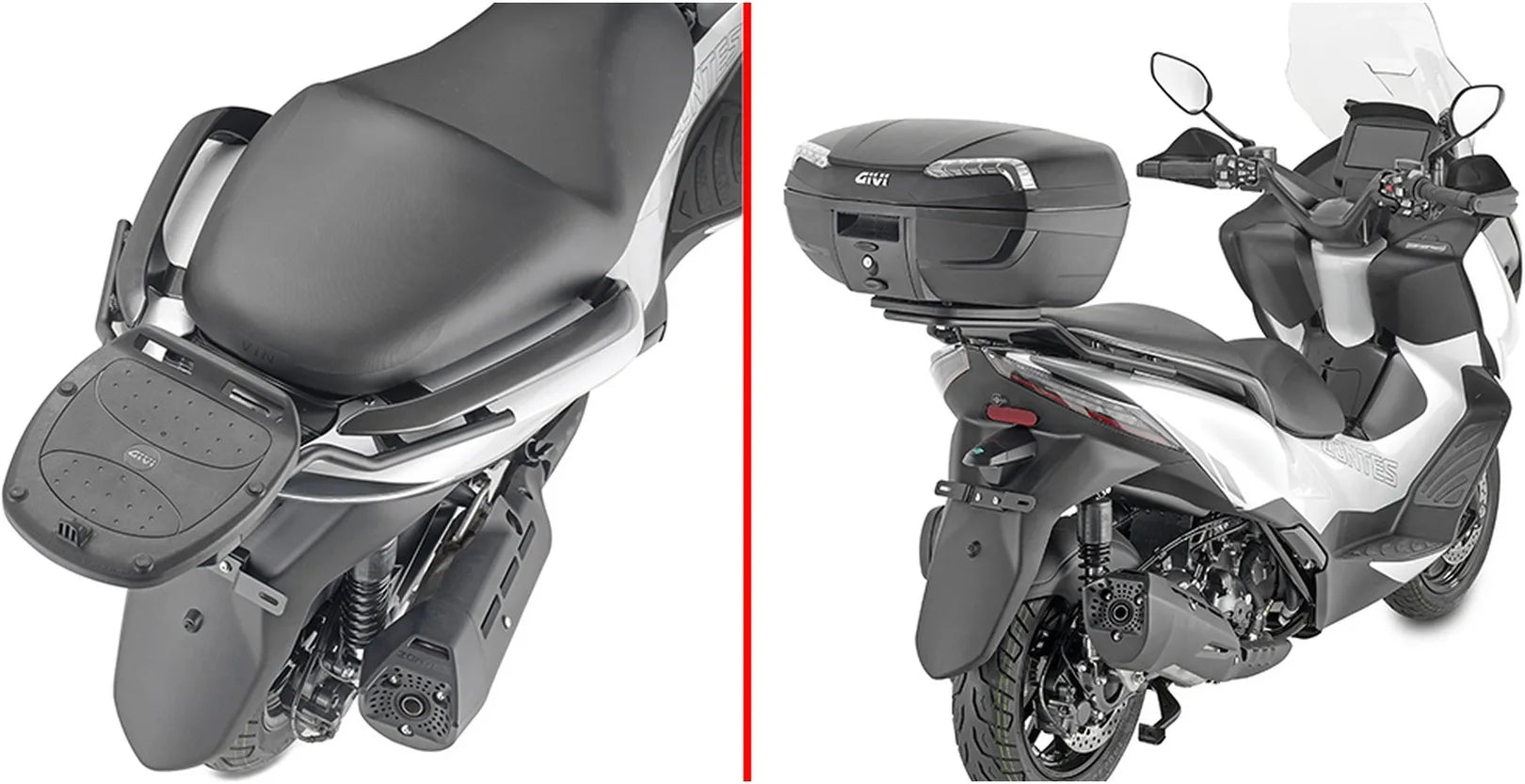 Monolock Riviera Triple Black Top Case - 46 Lt Riviera Technopolymer - Givi Compatible With Zontes 350 E (2023-2024)