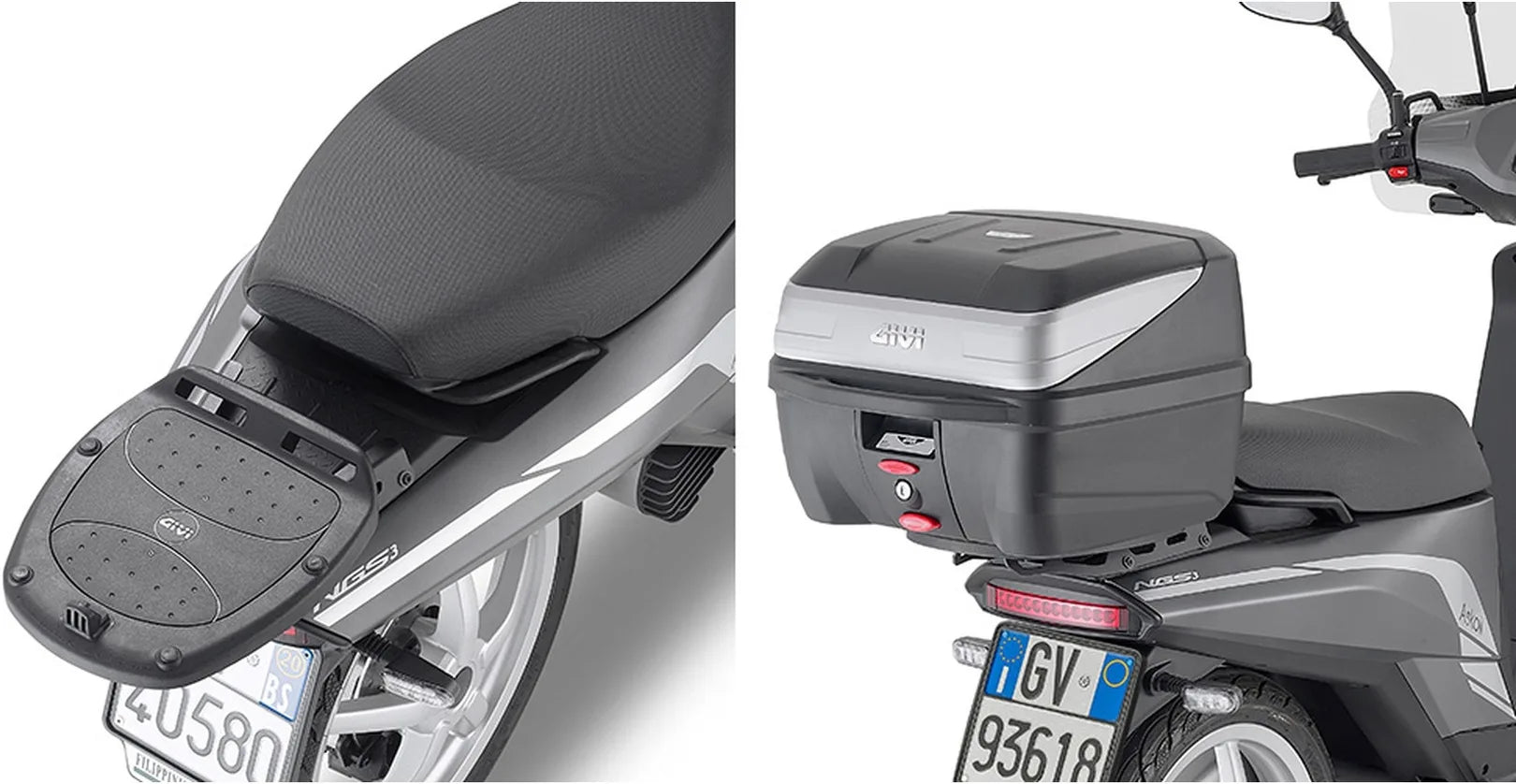 Monolock Riviera Triple Black Top Case - 46 Lt Riviera Technopolymer - Givi Compatible With Askoll Ngs1 Ngs2 (2020-2024)