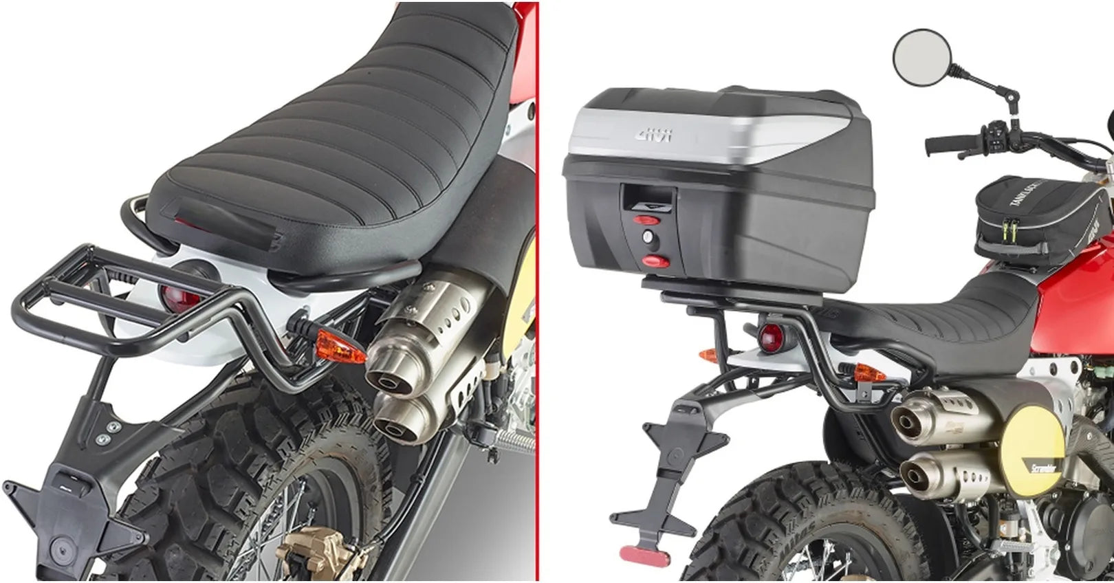 Monolock Vision Black Top Case - 34 Lt Vision Technopolymer - Givi Compatible With Fantic Motor Caballero Scrambler 250 (2018-2023)