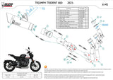 Complete Exhaust System Without Catalytic Converter And Without Sound Certification X-M5 Steel Black Carbon - Mivv Compatible With Triumph Trident 660 (2021-2024)