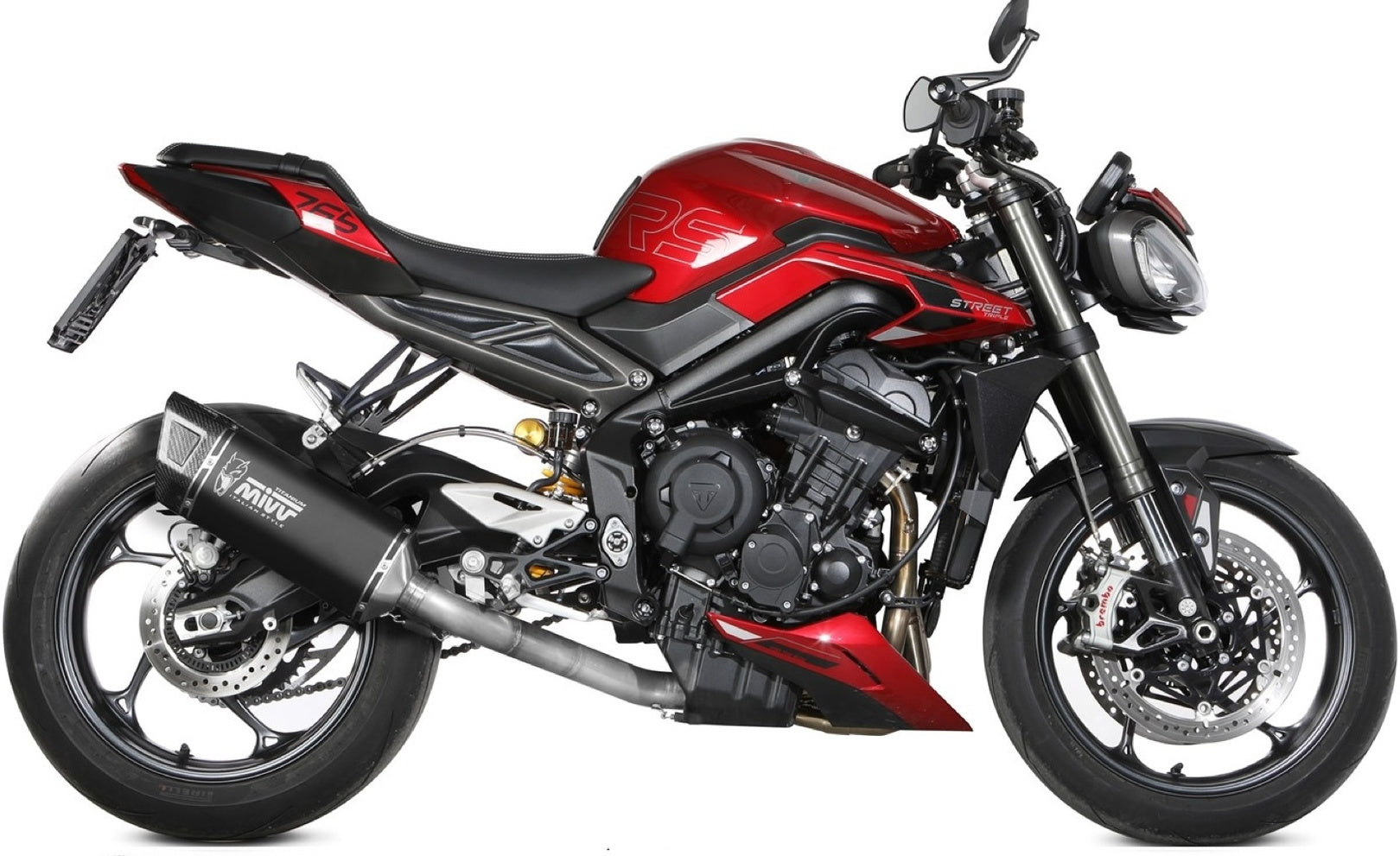 Complete Non-Catalytic Exhaust System With Sound Certification Sr-1 Titanium Black - Mivv Compatible With Triumph Street Triple 765 R - Rs (2023-2024)