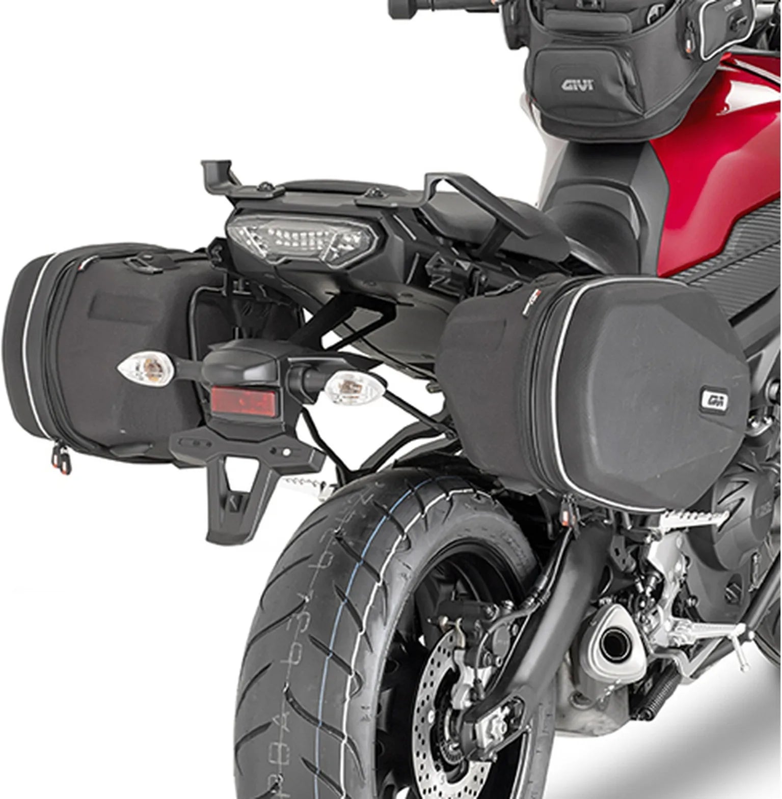 Black Side Bags - 60 Lt Nylon - Givi Compatible With Yamaha Mt-09 Tracer (2015-2017)