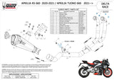 Complete Exhaust System Without Catalytic Converter And Without Sound Certification Delta Race Carbon Carbon - Mivv Compatible With Aprilia Rs 660 (2020-2024)