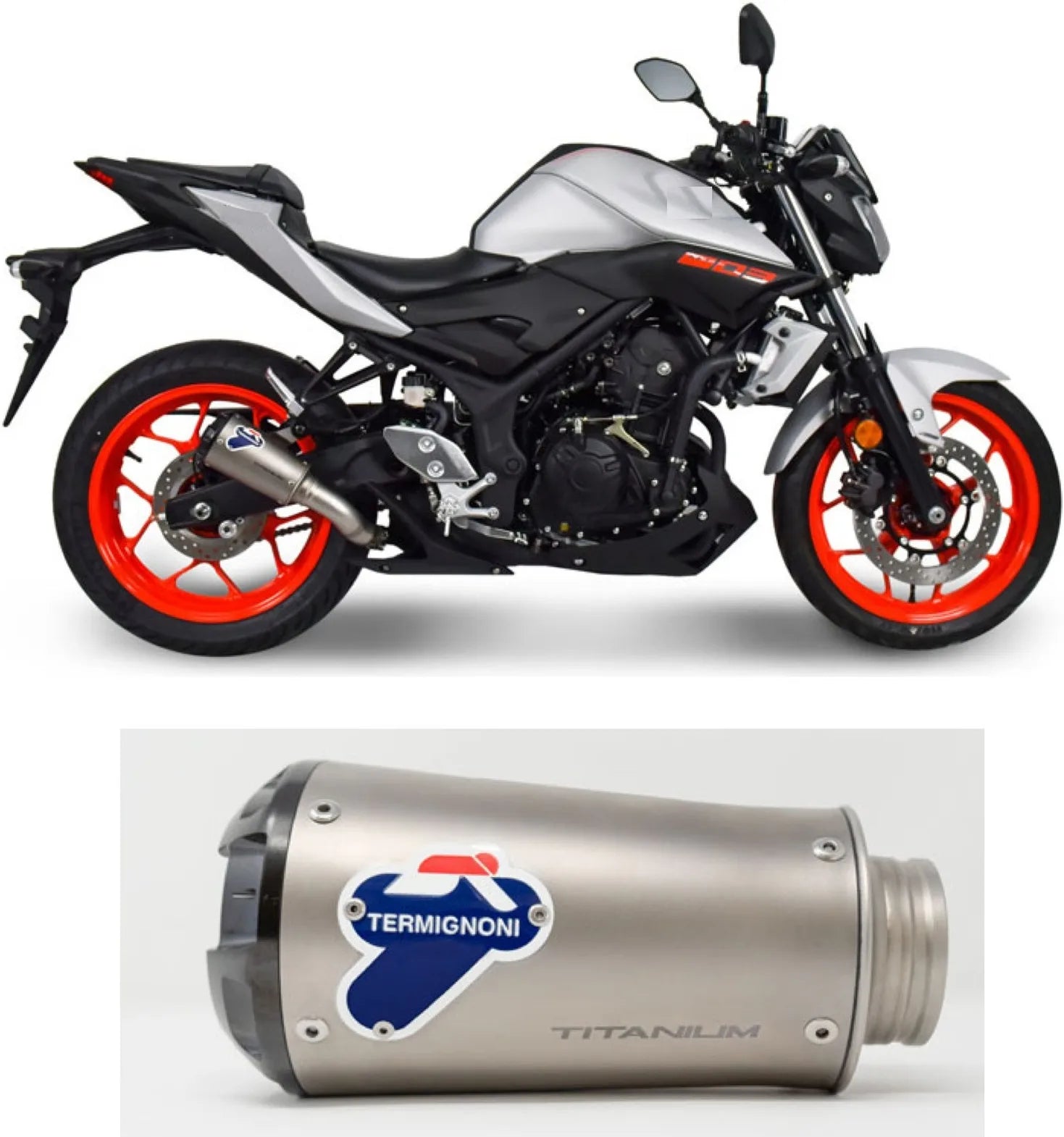 Exhaust Tip Without Sound Certification Gp2R-Rht Titanium Aluminium Cap - Termignoni Compatible With Yamaha Mt-3 (2015-2020)