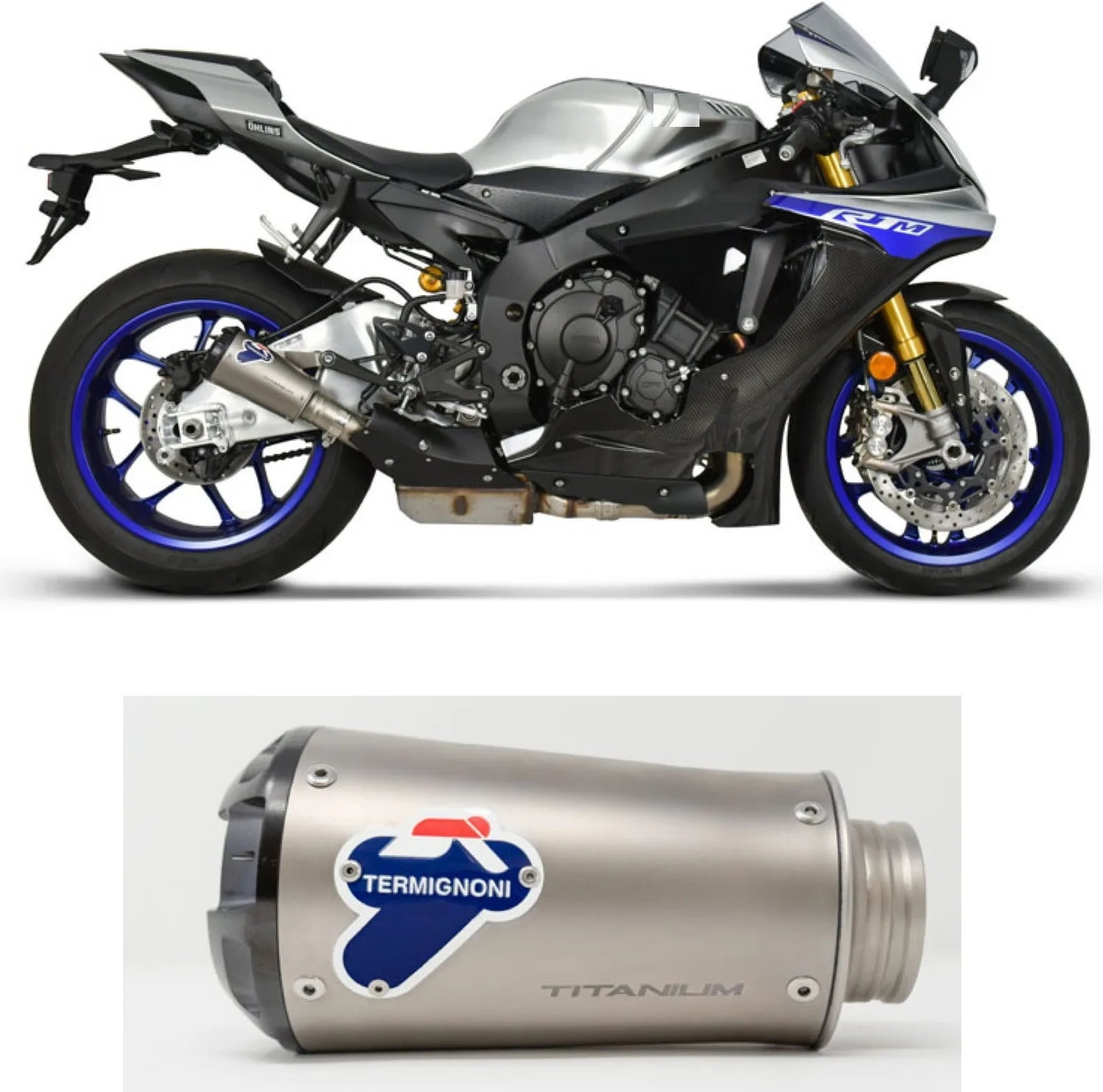 Exhaust Tip Without Sound Certification Gp2R-Rht Titanium Aluminium Cap - Termignoni Compatible With Yamaha R1 - M (2015-2020)