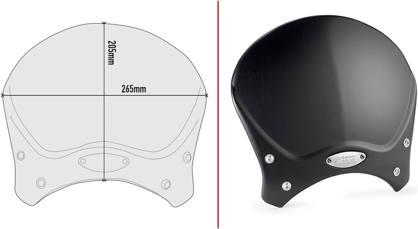 Black Aluminium Race Cafe Wind-Scree Aluminium - Givi Compatible With Brixton Cromwell 125 (2022-2024)