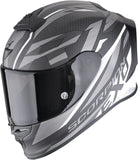 Full-Face Motorcycle Helmet Scorpion Exo Exo-R1 Evo Carbon Air Carbon Fiber Matt Black White Runner Size M