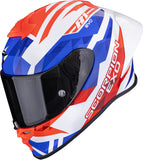 Full-Face Motorcycle Helmet Scorpion Exo Exo-R1 Evo Ii Air Ultra Tct White Red Blue Valere Size M
