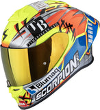Full-Face Motorcycle Helmet Scorpion Exo Exo-R1 Evo Ii Air Ultra Tct Silver Neon Yellow Blue Aron Misano Size M