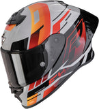 Full-Face Motorcycle Helmet Scorpion Exo Exo-R1 Evo Ii Air Ultra Tct Grey Red Orange Adrenaline Size S