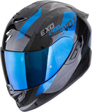 Full-Face Motorcycle Helmet Scorpion Exo Exo-1500 Carbon Air Carbon Fiber Black Blue Platted Size L