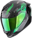 Full-Face Motorcycle Helmet Scorpion Exo Exo-1500 Carbon Air Carbon Fiber Black Green Platted Size Xxl