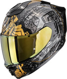 Full-Face Motorcycle Helmet Scorpion Exo Exo-1500 Air Ultra Tct Black Grey Gold Apus Size S