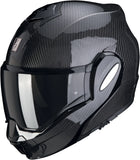 Flip-Up Motorcycle Helmet Scorpion Exo Exo-Tech Evo Carbon Carbon Fiber Black Solid Size S