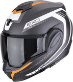 Flip-Up Motorcycle Helmet Scorpion Exo Exo-Tech Evo Carbon Carbon Fiber Matt Black Orange Cosy Size L