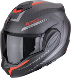 Flip-Up Motorcycle Helmet Scorpion Exo Exo-Tech Evo Carbon Carbon Fiber Matt Black Red Cosy Size Xl